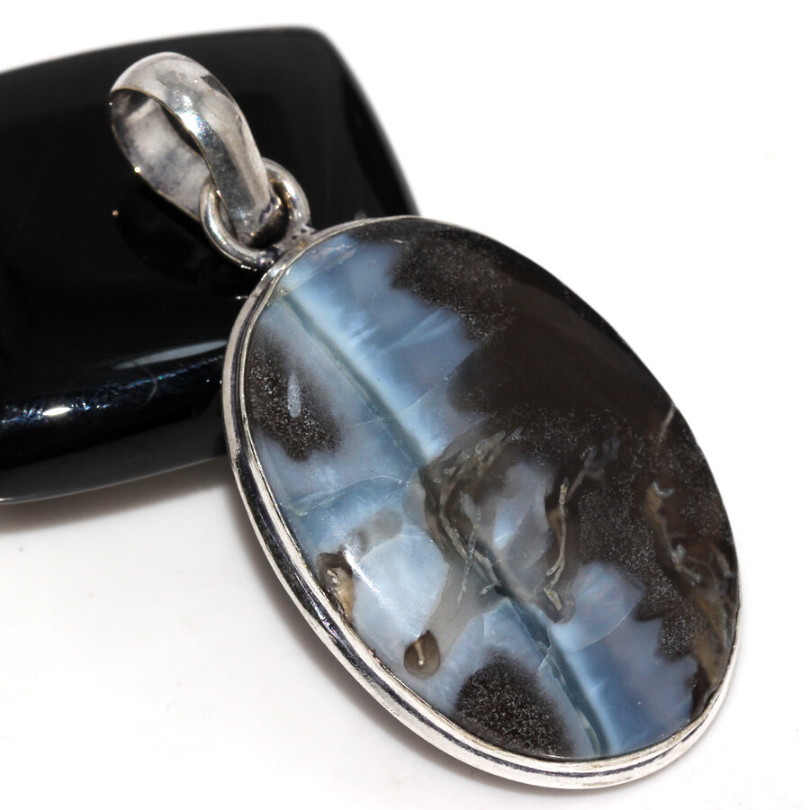 Owhyee Blue Opal 925 Silver Plated Gemstone Pendant 2
