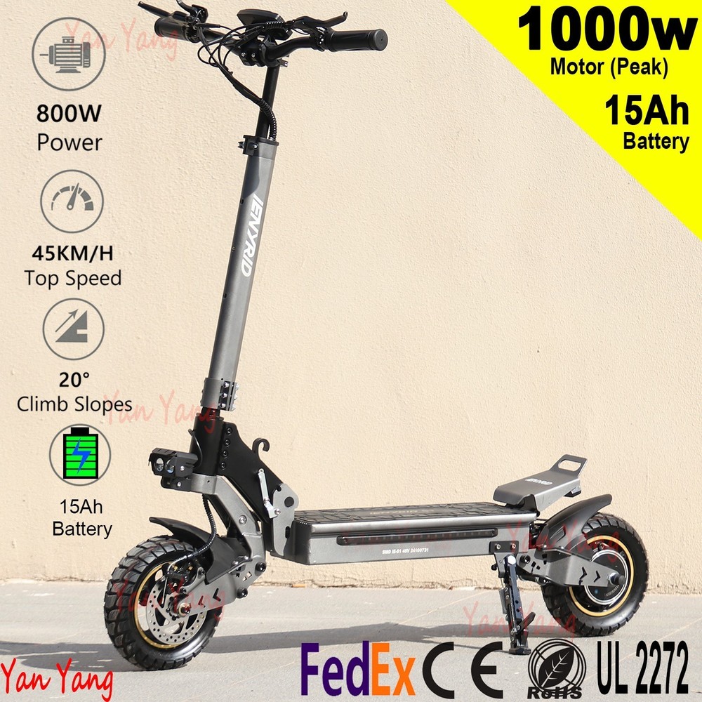 iENYRID Peak 1000W Folding Electric Scooter 28 MPH 40KM Range 48V 15Ah Battery