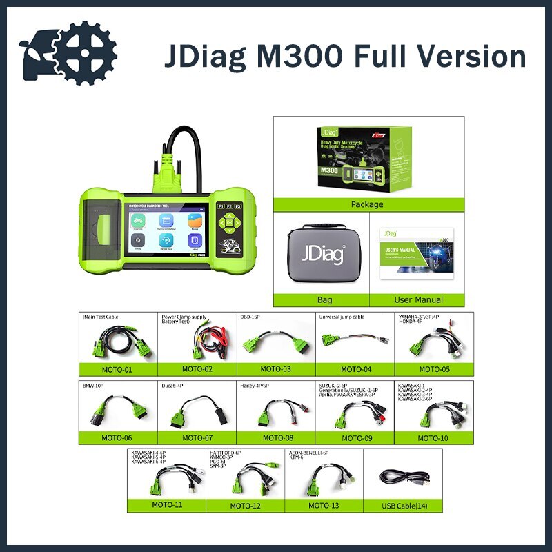 JDIAG Motorcyle Diagnostic Scanner All System OBD2 Diagnostic Fault Code Reader