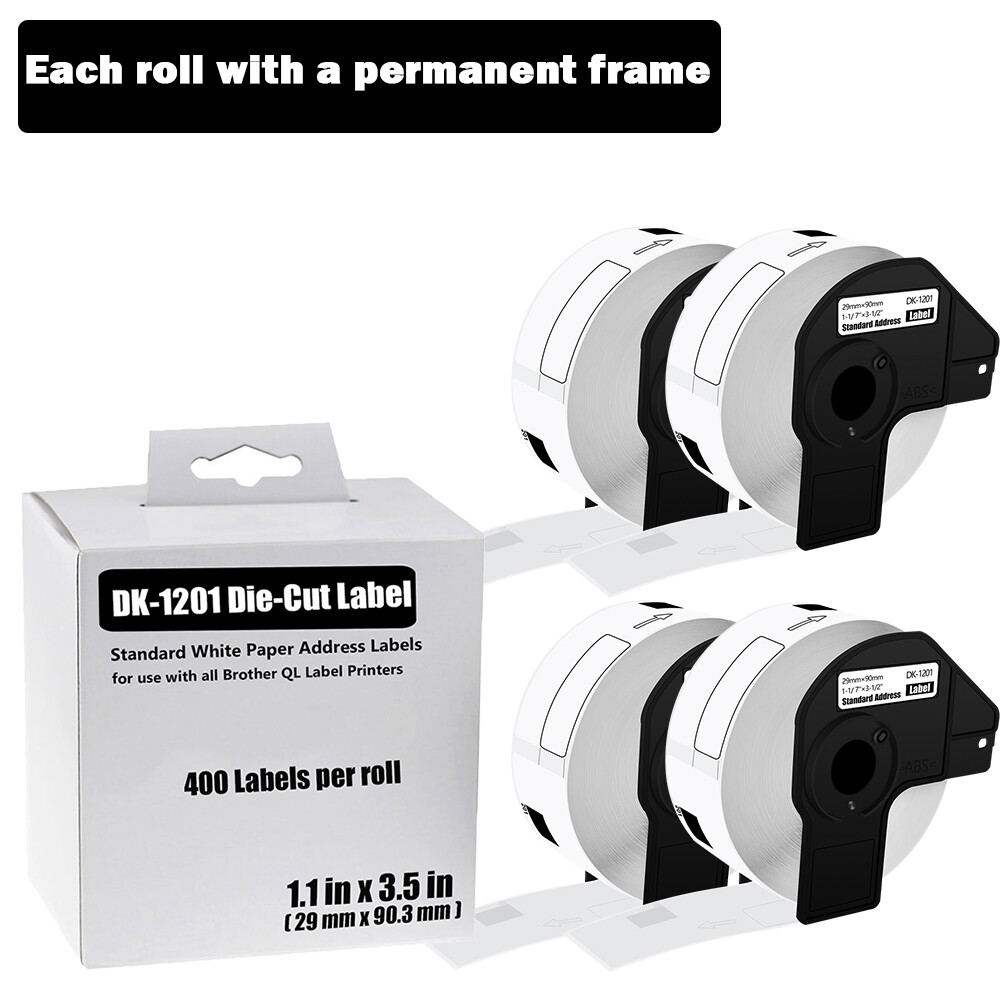 Brother QL-1050 DK-1201 DK1201 Address Labels 50 Sheets 1-1/7 x 3-1/2 Inch 4Roll