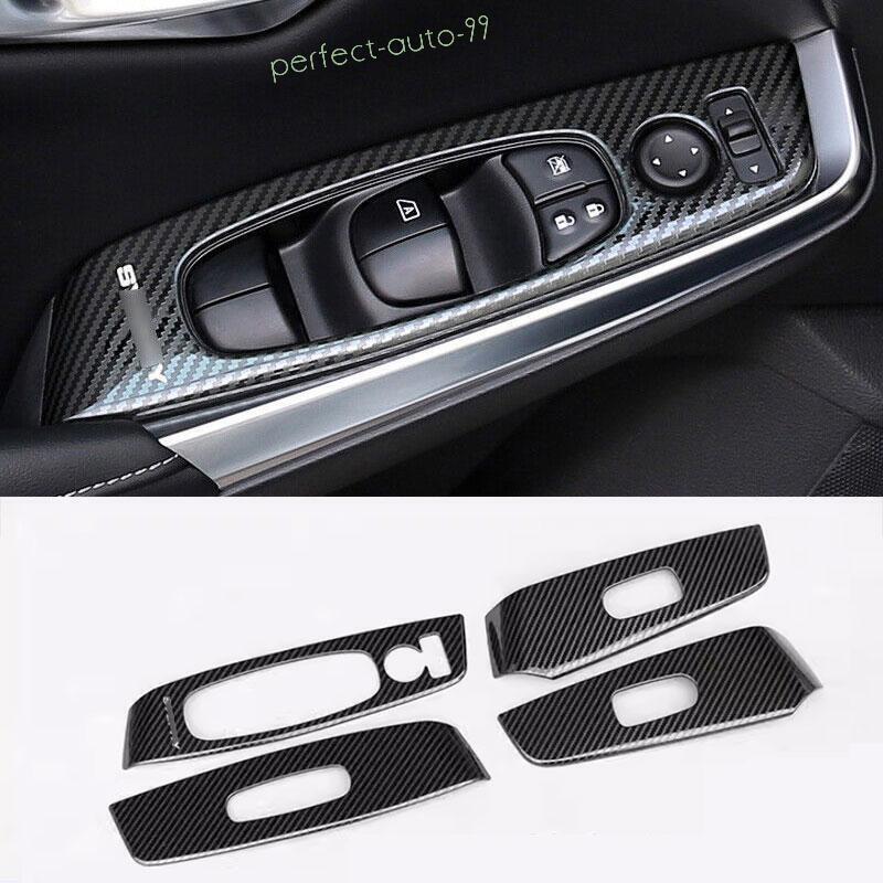 For Nissan Sentra 20-2024 Carbon Fiber Look Steel Window Lift Lock Switch Cover