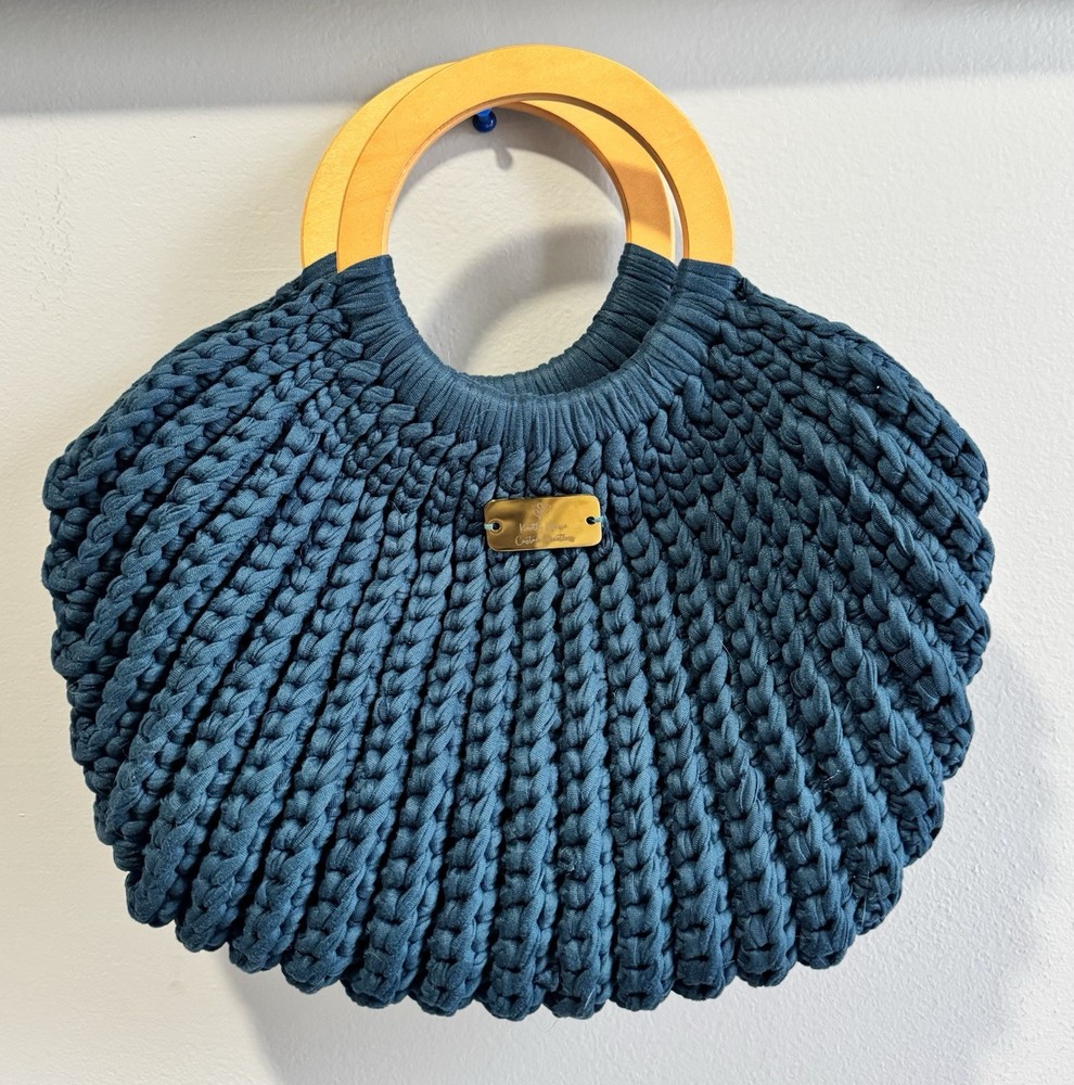 Natural Elegance –Hand-Crocheted Hobo Bag with Wood Ring Handles *Knotty Nurse