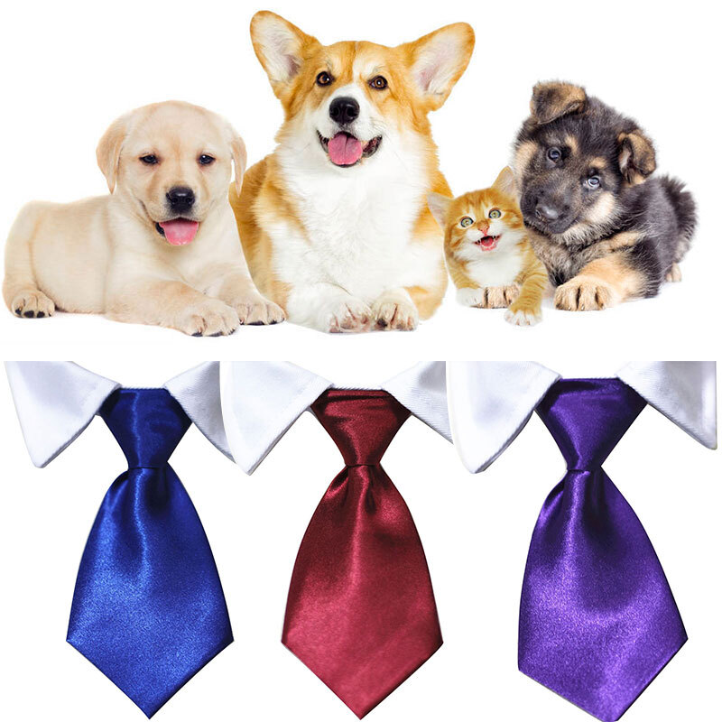 Fashion Cat Dog Collar Bow Tie Cotton Pet Formal Necktie for Wedding Party S/L