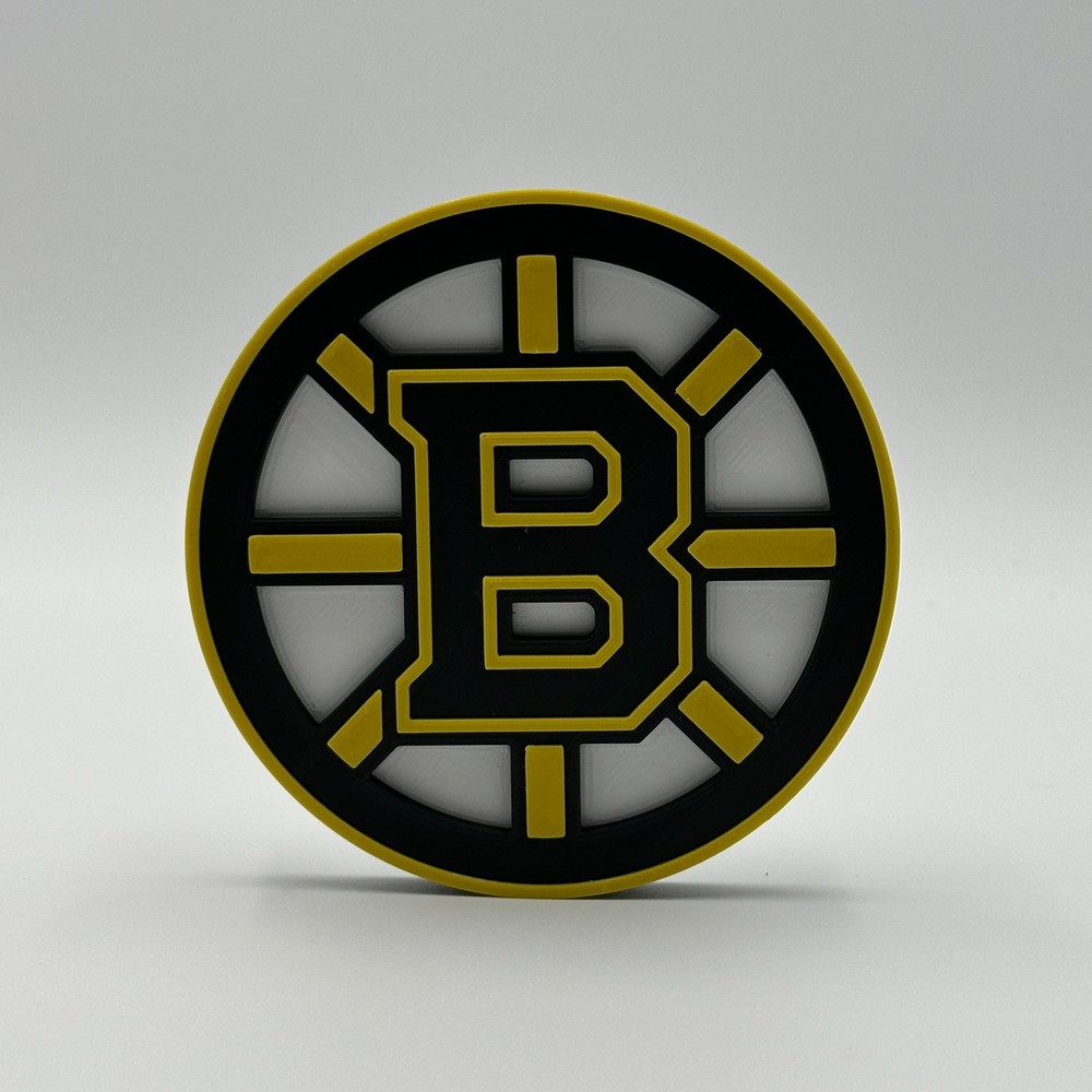 Boston Bruins 3D Printed NHL B Spoked Logo Desk Sign Black Yellow Hockey Decor
