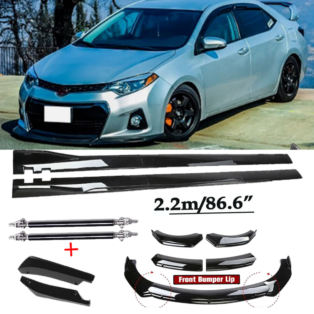 For 14-16 Toyota Corolla Type Front Bumper Spoiler Body Kit /Side Skirt Glossy B