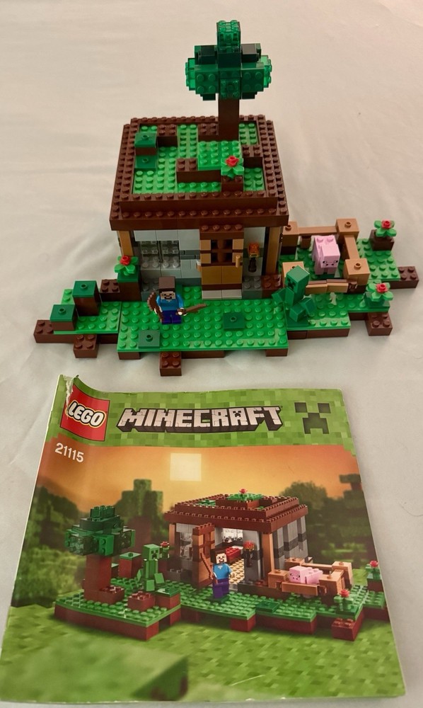 LEGO Minecraft 21115 The First Night 100% Complete W/Instructions Steve Creeper