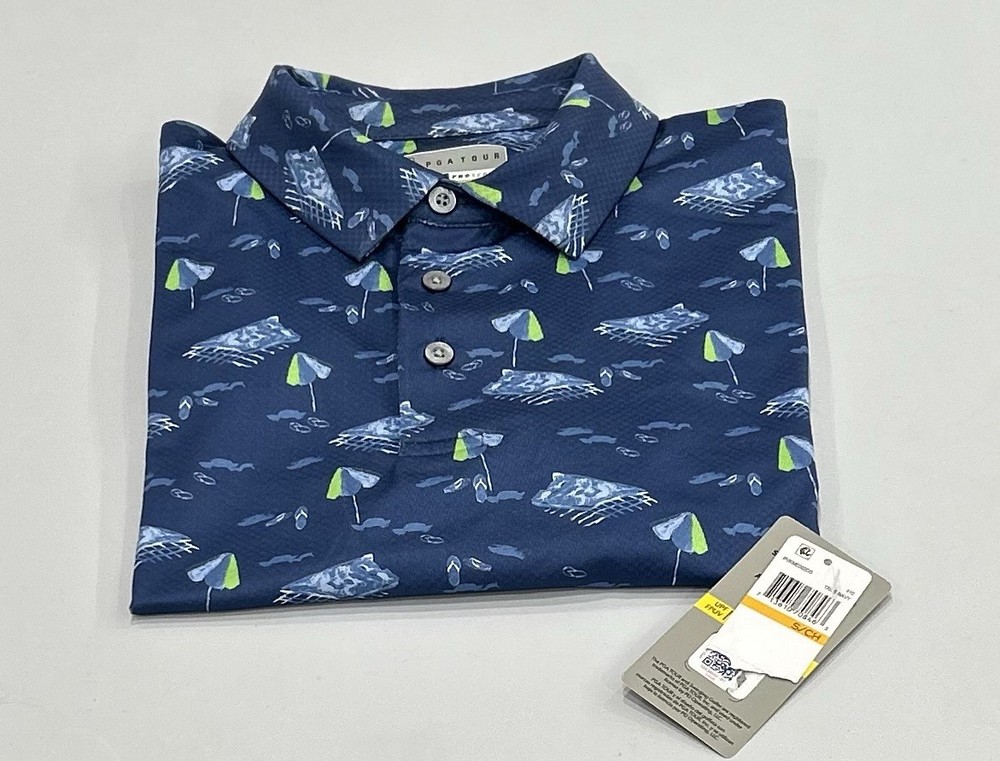 PGA Tour Men's Short-Sleeve Performance Polo Shirt, True Navy, Size S