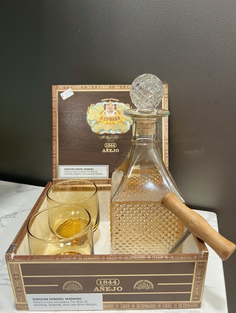Cigar Box Decanter Bar Set