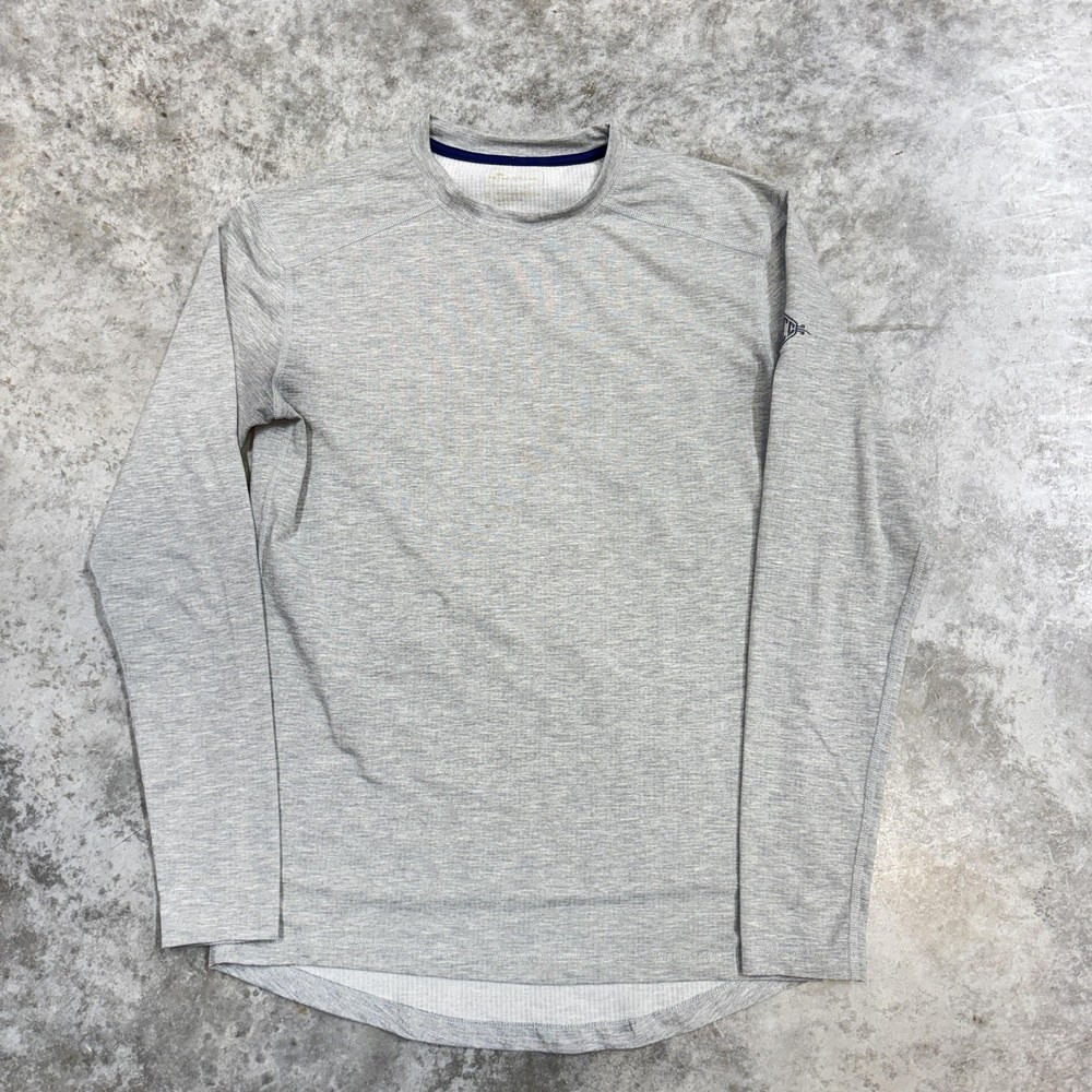 Peter Millar Shirt Mens Small Gray Long Sleeve Crew Neck Stretch Golf Tee