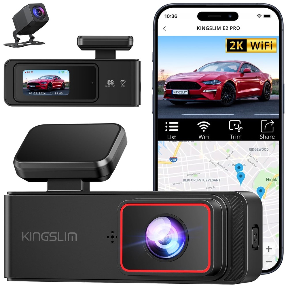 Dash Cam Front and Rear 2K+1080P, Mini WiFi Dash Camera for Cars Dual Dashcam...
