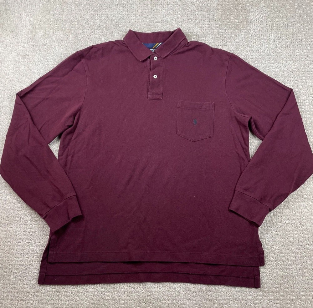 Vintage Polo Ralph Lauren Shirt Men’s Large Burgundy Long Sleeve Rugby Pullover
