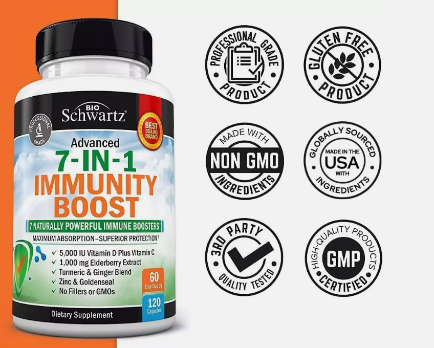 BioSchwartz Immune Booster with Zinc Vitamin C & D 5000 IU Support