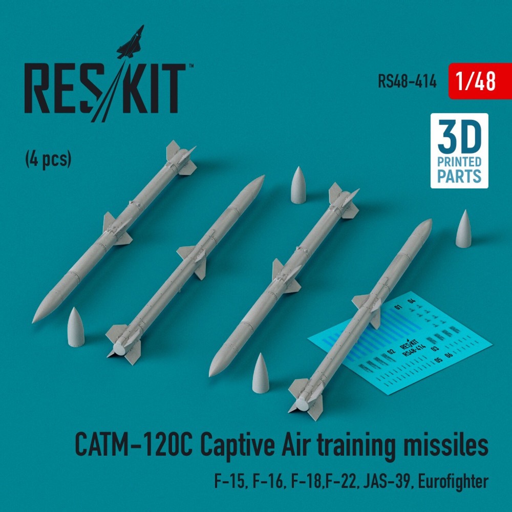 CATM-120C Captive air training missiles (4 pcs) 1:48 RS48-0414 for Plastic Model
