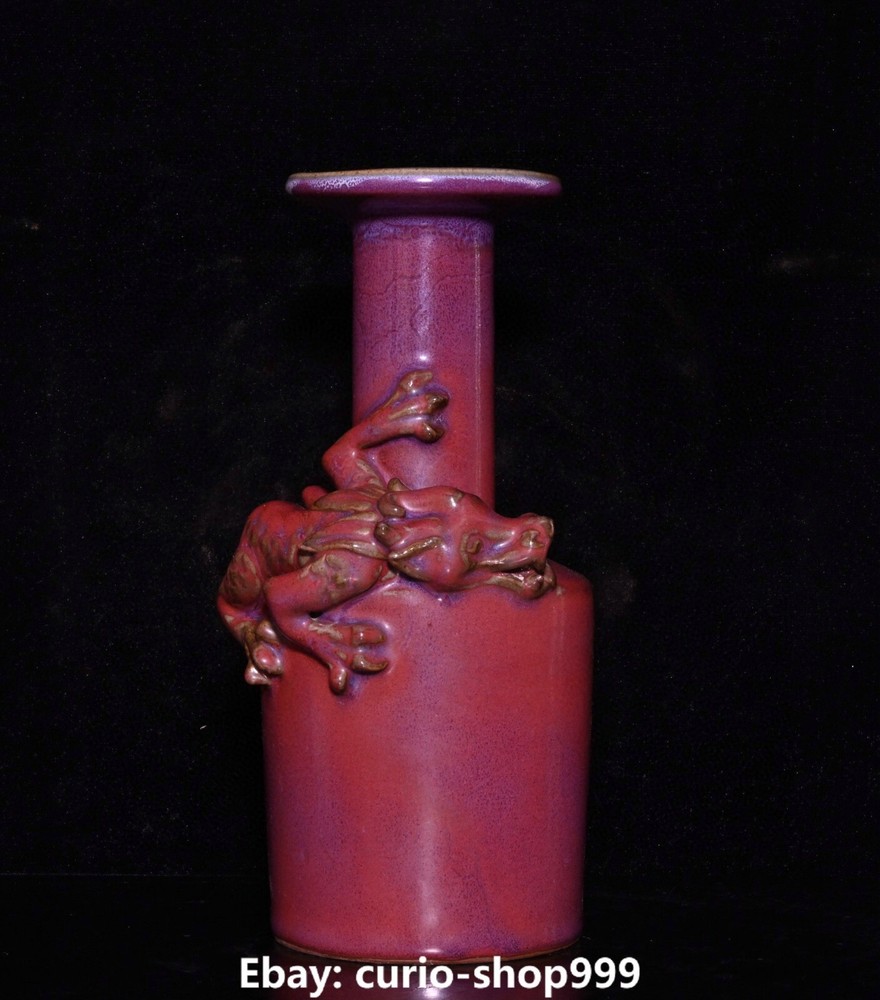 8.9-Inch Song Dynasty Jun Kiln Fengshui Dragon Animal Bottle Vase