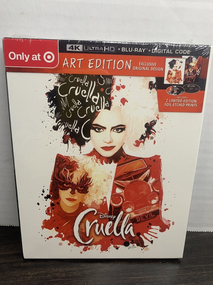 Disney's CRUELLA 4K UHD+BLURAY+DIGITAL TARGET EXCLUSIVE ART EDITION  WITH PRINTS
