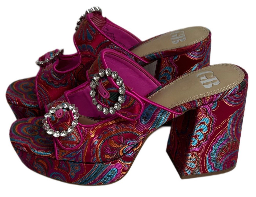 Giani Bini Diamond Decor Studs Size 6.5 Paisley Pink Color Design Women Shoes