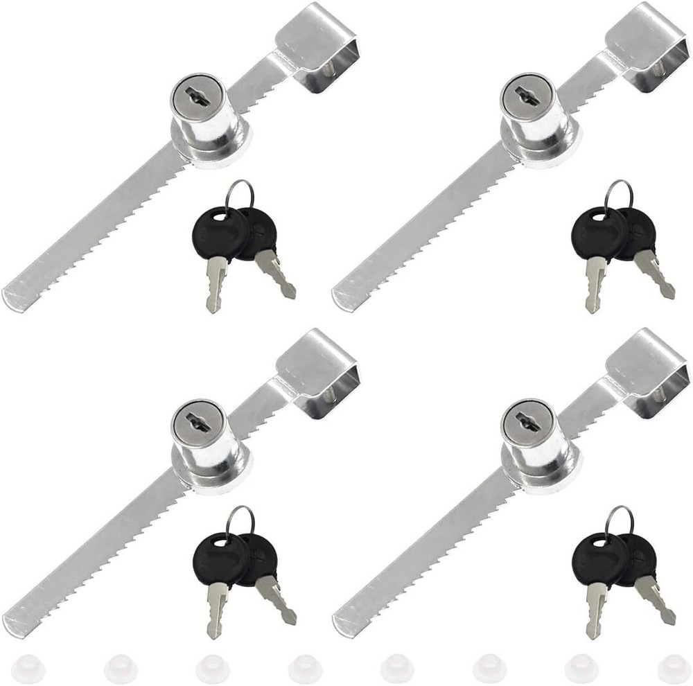 4Pcs Drawer Display Case Showcase Sliding Glass Door Ratchet Lock with 8 Keys (K