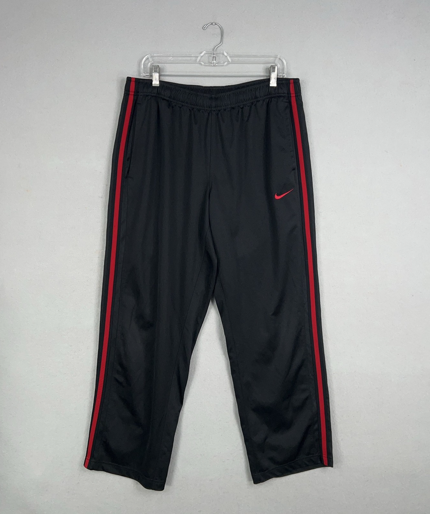 Nike Pants Mens XL Black Red Track Performance Warm Up Athletic Swoosh Street