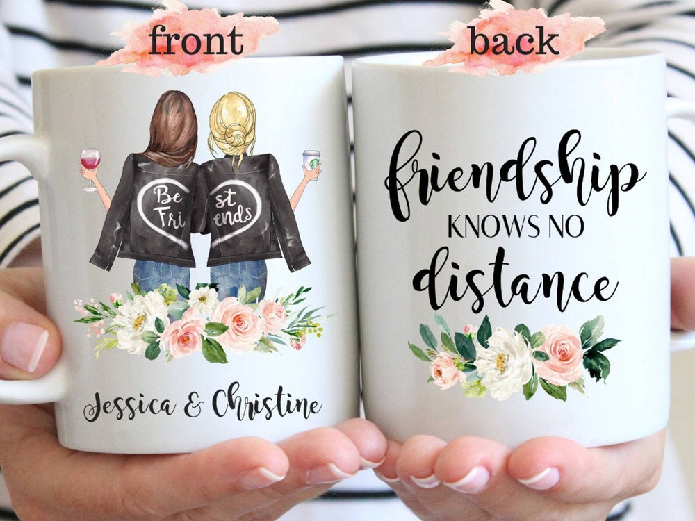 Custom Best Friend Mug Personalized with Names Long Distance Friendship Gift