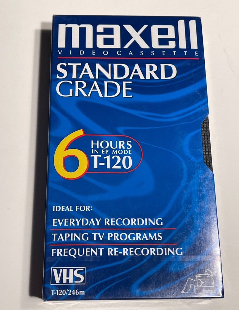 1 Maxell Video Cassette Standard Grade 6 hrs T-120 VHS NEW & Sealed