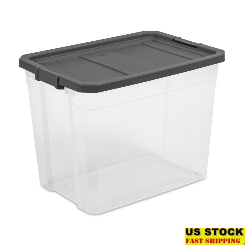 Durable 108 Qt Clear Stackable Storage Bin with Lid for Garage Closet Attic