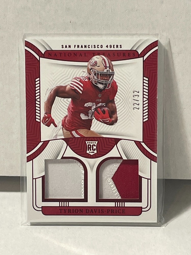 2022 Panini National Treasures Rookie Dual Materials Tyrion Davis-Price Jersey Number Red 32 MEM RC