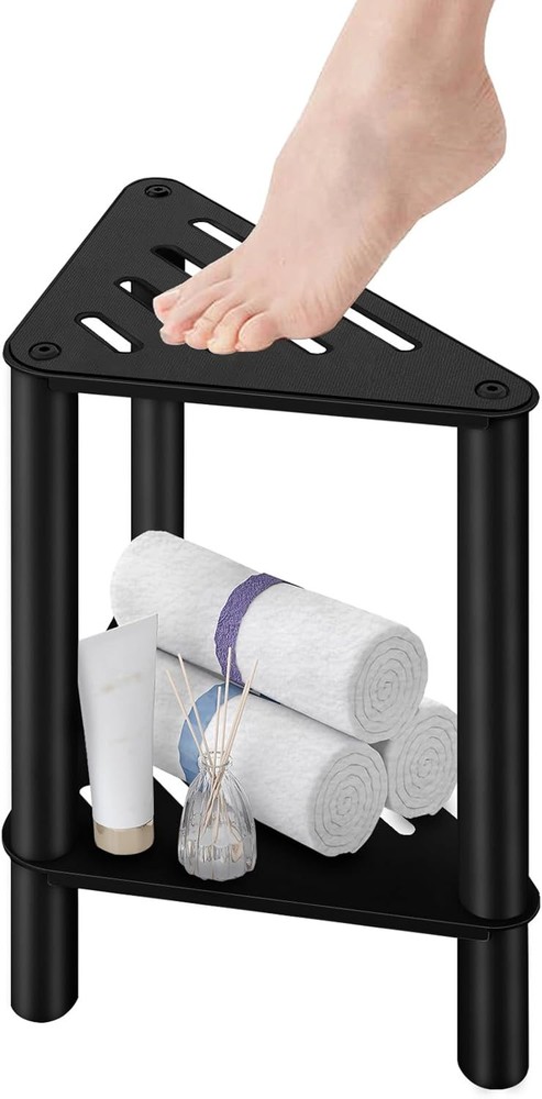 Shower Foot Rest 15 in - 15'' H - Stainless Steel, Black