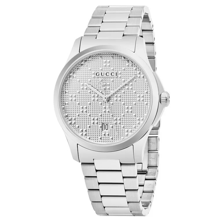 Gucci G-Timeless Mens Silver Dial Stainless Steel Watch YA126459 $1050