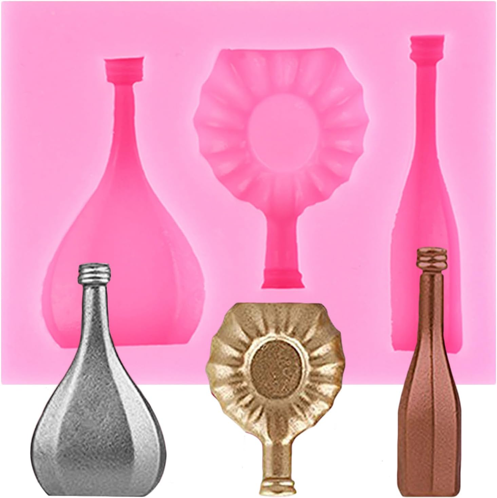 Wine Bottle Fondant Silicone Molds for Cake Decorating Cupcake Topper Chocolate