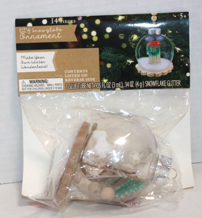 DIY Snow Globe Christmas Ornament Craft Kit New in Package