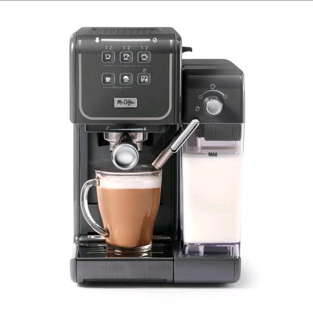 Mr Coffee 6.3 Cup Espresso Machine for Cappuccino Latte in Black