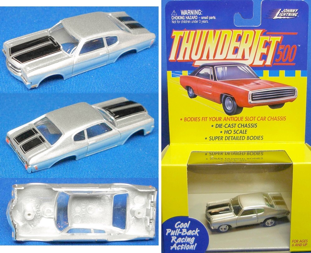 1999 JL T-Jet Thunderjet Mount Slot Car Clone Body 1970 Chevy Chevelle silv/blk