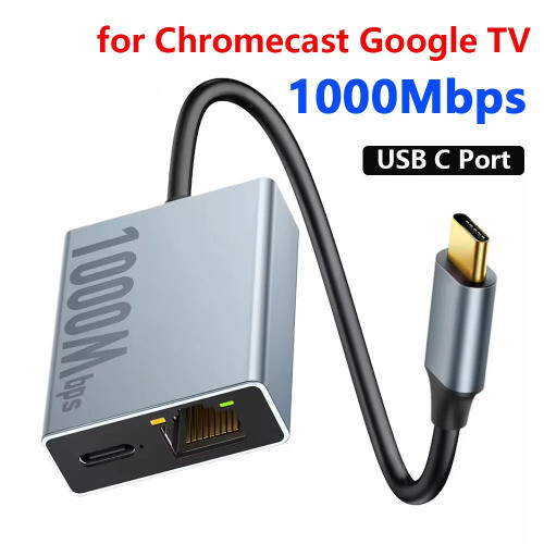 USB C to Ethernet Adapter for Google TV - Type-C to RJ45 LAN Network Card