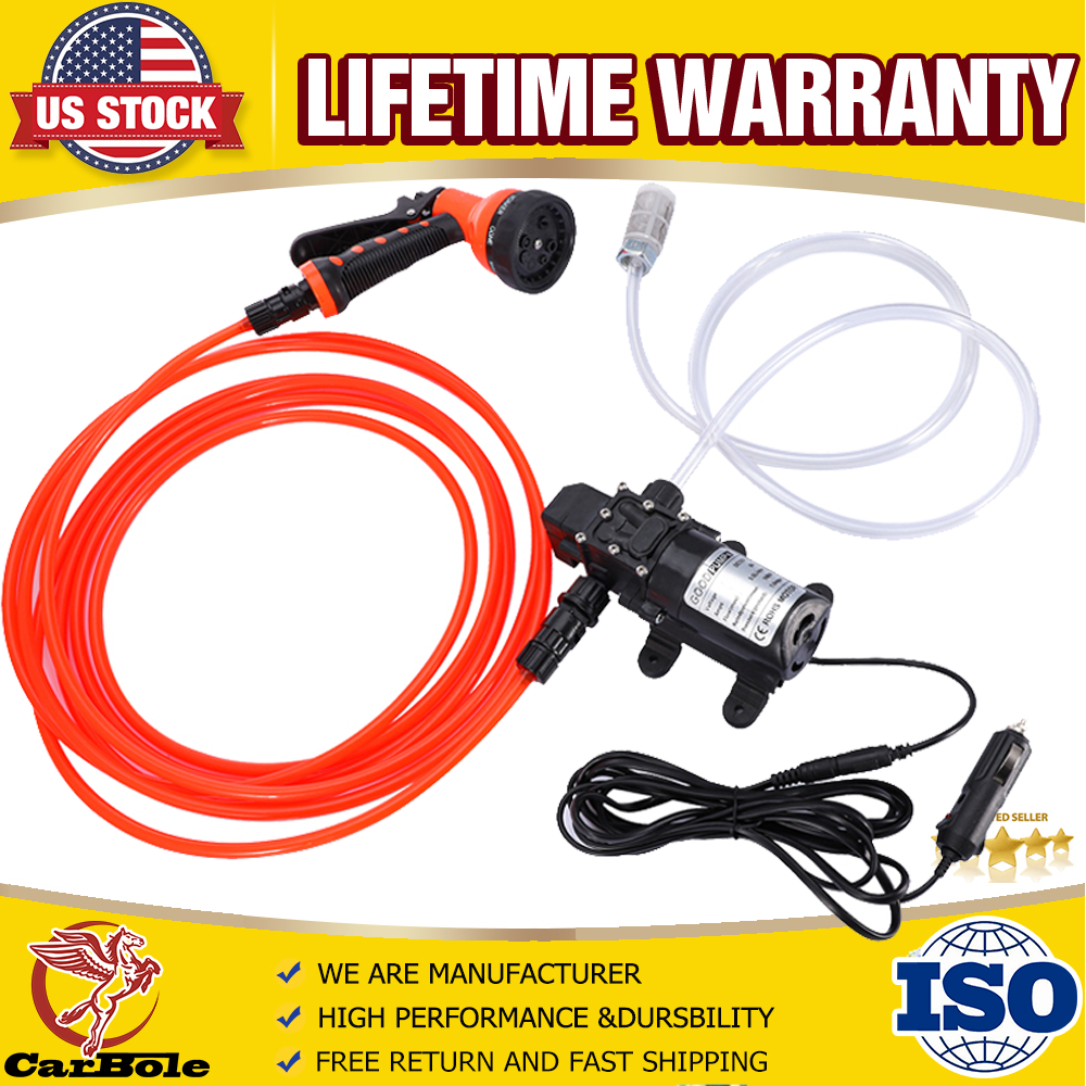 12V High Pressure Electric Sprayer Gun with Self-Priming Portable Hose Pump Kit