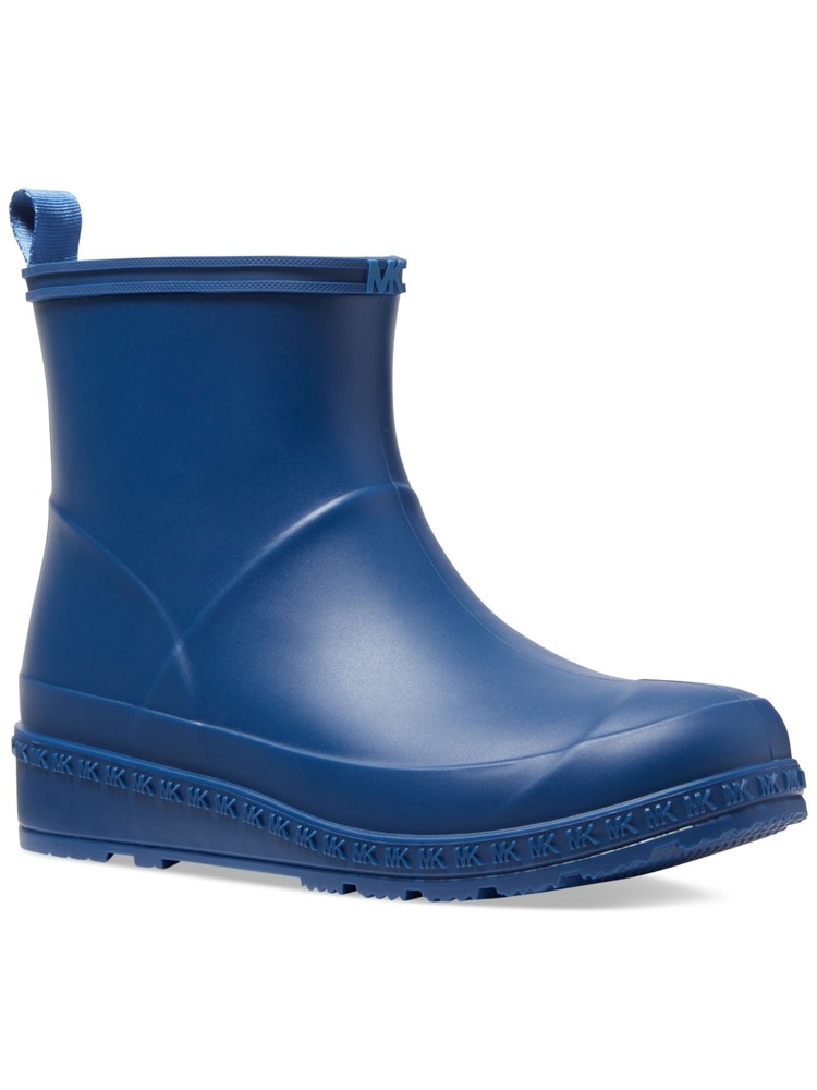 MICHAEL MICHAEL KORS Womens Blue Back Pull-Tab Mac Round Toe Wedge Rain Boots 8