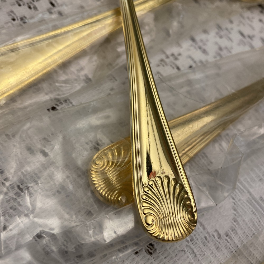 Stainless Steel Korea Flatware Gold Shell Fan Serving Pieces Knife NEW OLD STOCK