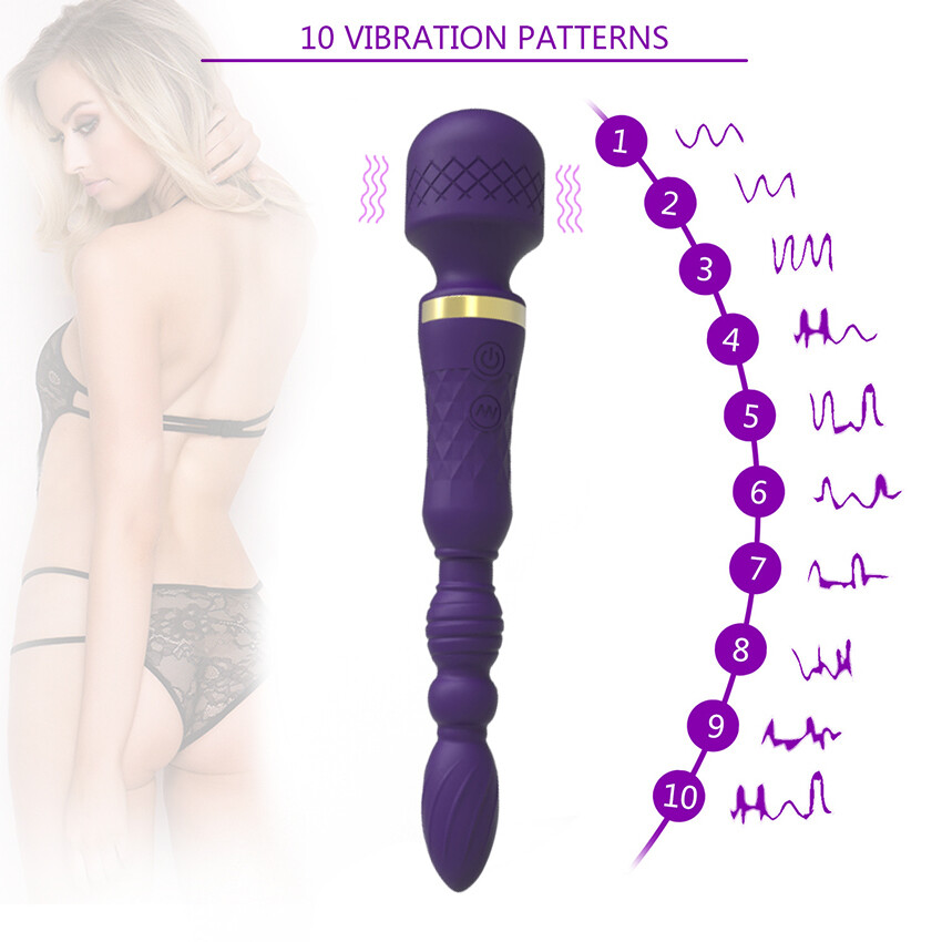 Double Head Vibrating Wand Massager with 10 Speeds USB Rechargeable Cordless Handheld Body Massager-image