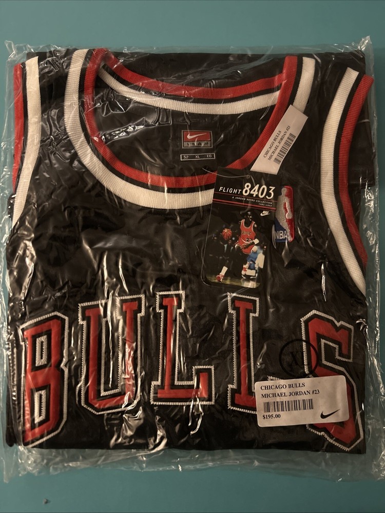Nike Authentic Michael Jordan Chicago Bulls 23 Jersey BLACK Xl 54 Flight 8403