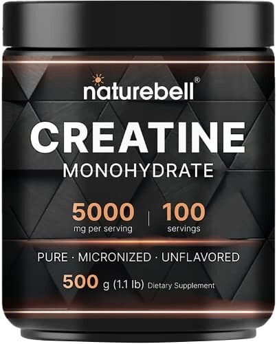 Naturebell Creatine Monohydrate Powder 5000mg Pure Unflavored Supplement 500 g