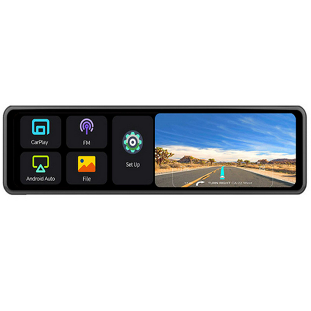 Wireless Car DVR Rear View Mirror Dash Cam with Carplay Android Auto Video Recorder