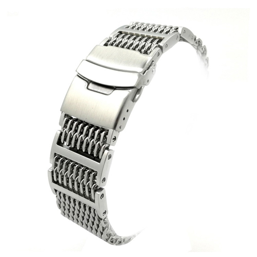 22 Mm Shark Mesh Steel Strap Watch Stainless Band Wrist Bracelet