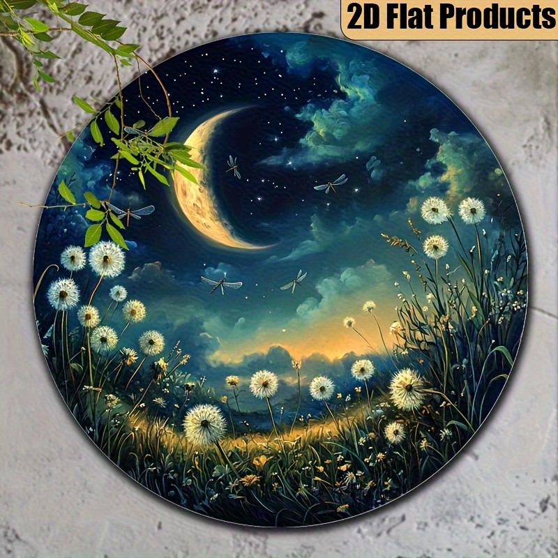 787inch Vintage Starry Metal Wall Art Moon Stars Dandelion