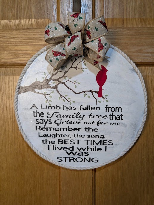 Cardinal Memorial Front Door Hanger - Thoughtful Sympathy Gift for Loss