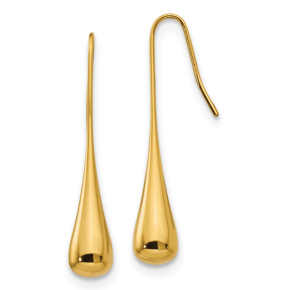 Stainless Steel Polished Yellow IP-plated Shepherd Hook Drop & Dangle Earrings