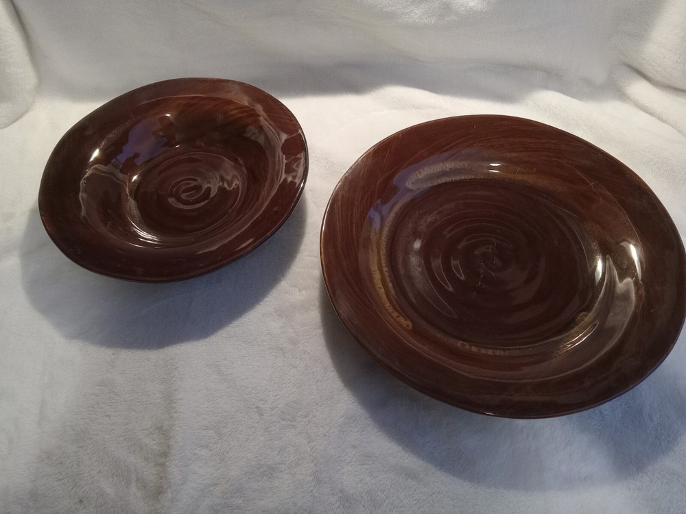 Stoneware Tortose Shell Plate & Salad Bowl