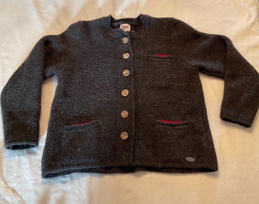 Steffner Country Women Sweater Size 4 Wool Cardigan Button Size EU 36 Gray