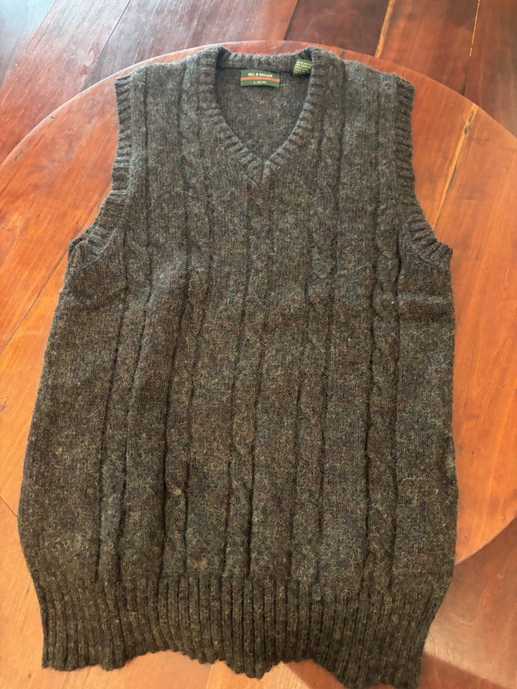 Hill And Archer Wool Blend Vest Cable Knit Large
