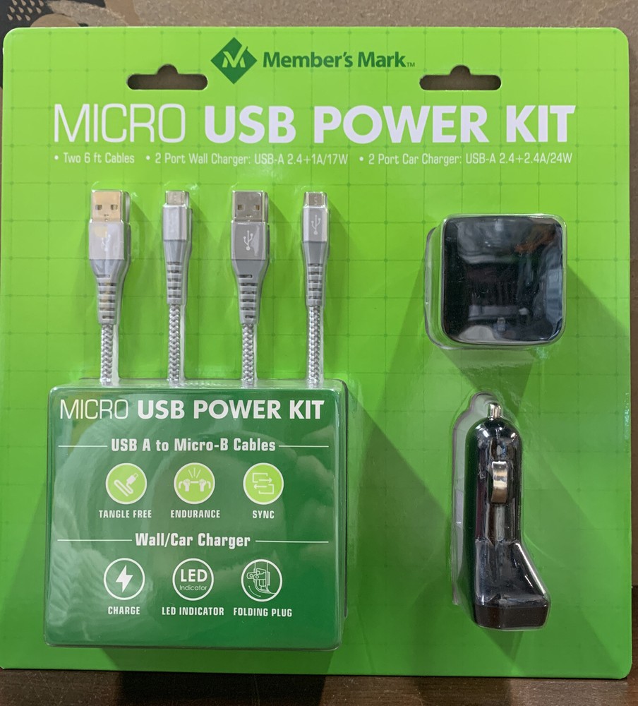 Members Mark Micro USB Charging Kit with Cable and Adapter-image