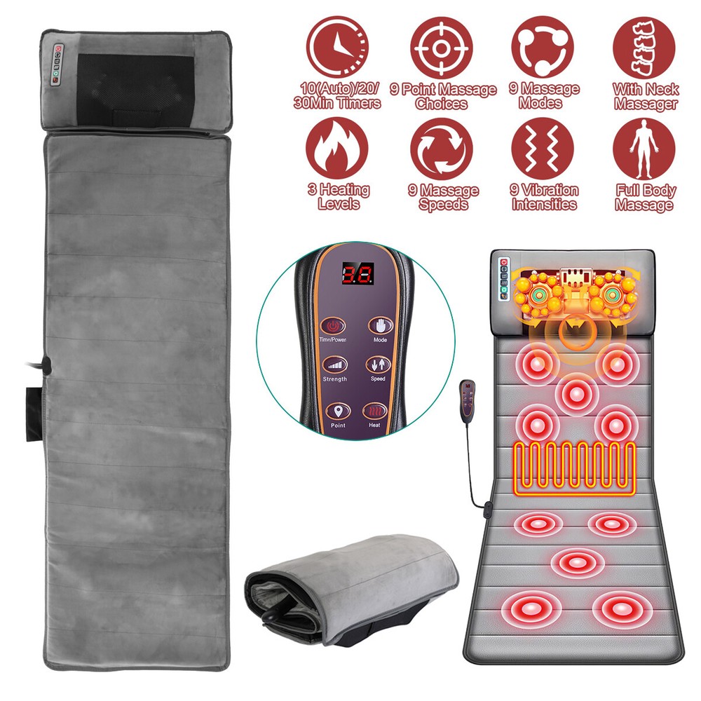 Heated Full Body Massage Mat with 10 Vibration Motors & 5 Modes-image