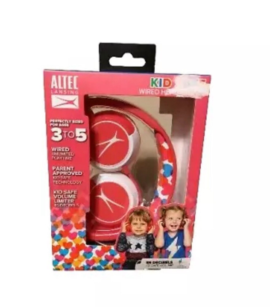 Altec Wired Kid Safe Headphones Built-In Volume Limiter Pink Headset Ages 3-5